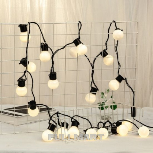 Гирлянда шарик матовый от сети 4m 20led тёплый-бёлый